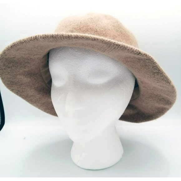 Bucket Hat August Vintage Wool Blend Wide-Brim Beige Women Fashion Accessory - Picture 1 of 11